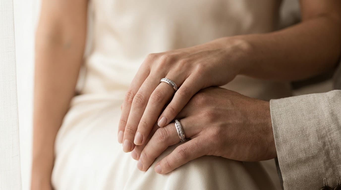 Wedding rings and hands